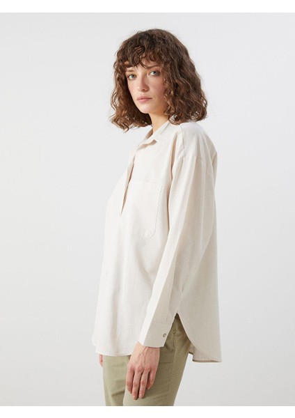Lcw Vision Keten Karışımlı Oversize Kadın Gömlek