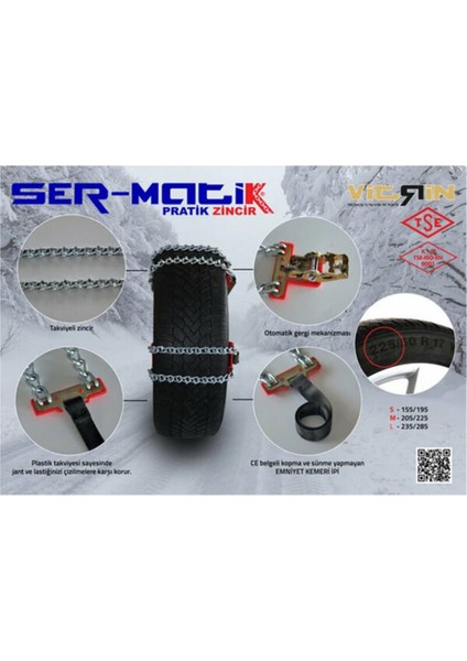 Pratik Kar Zinciri Takviyeli Serme Patinaj Zinciri "m" Ölçü