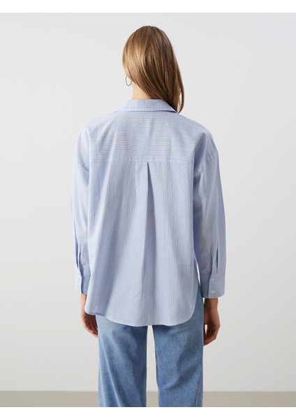 Lcw Vision Çizgili Oversize Oxford Kadın Gömlek fırsatları