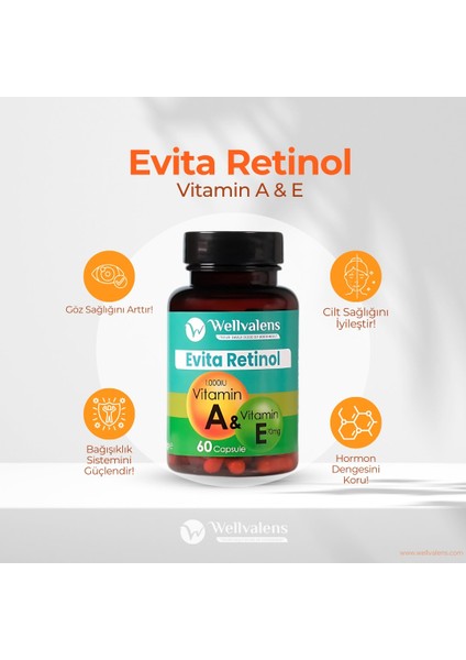 Evita Retinol A ve E Kapsülleri - Cilt ve Antioksidan Desteği