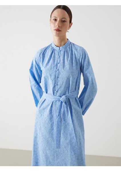 Lcw Modest Yaka Çiçekli Poplin Kadın Elbise