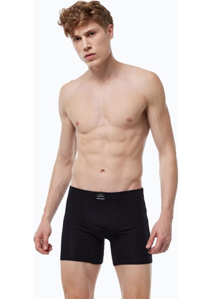 Erkek Siyah Gri 8 Li Premium Collection Modal Uzun Boxer 8M250