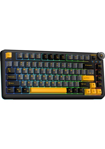 AU75 3 Modlu Rgb Hot Swap Mekanik Tkl Seiya Switch Kablosuz Makrolu Klavye Siyah