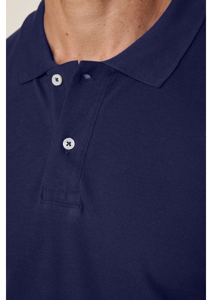 Erkek Slim Fit Dar Kesim Pamuklu Yumuşak Dokulu Serin Tutan Kumaş Düz Pike Lacivert Polo Yaka Tişört fırsatları
