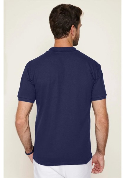 Erkek Slim Fit Dar Kesim Pamuklu Yumuşak Dokulu Serin Tutan Kumaş Düz Pike Lacivert Polo Yaka Tişört indirimleri