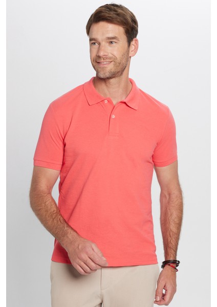 Erkek Slim Fit Dar Kesim Pamuklu Yumuşak Dokulu Serin Tutan Kumaş Düz Pike Polo Yaka T-Shirt