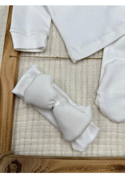 Kız Bebek Fisto Dantel Yaka Patikli Bandanalı Takım