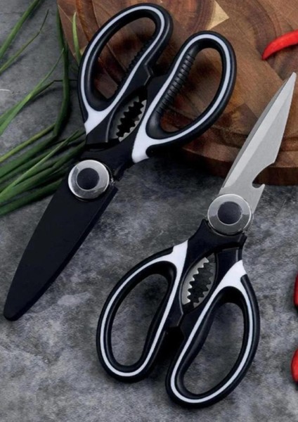 Paslanmaz Çelik Ultra Keskinleştirilmiş Mutfak Makası Çok Amaçlı Balık Et Sebze Makası