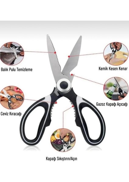 Paslanmaz Çelik Ultra Keskinleştirilmiş Mutfak Makası Çok Amaçlı Balık Et Sebze Makası fiyatları