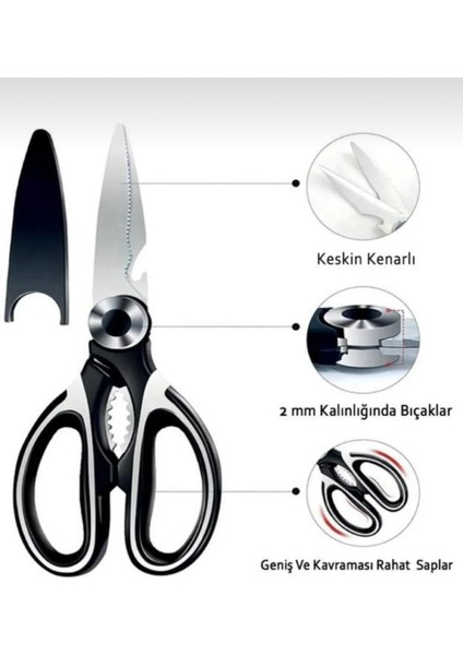 Paslanmaz Çelik Ultra Keskinleştirilmiş Mutfak Makası Çok Amaçlı Balık Et Sebze Makası modelleri