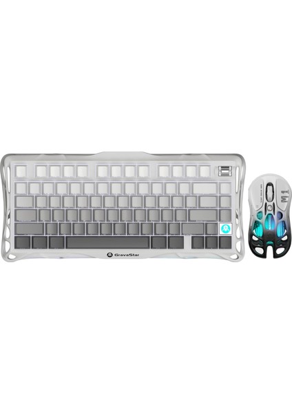 Mercury K1+M1 Pro Kablosuz Rgb Işıklı Mekanik Q Gaming Klavye ve Optik Mouse Seti, Beyaz