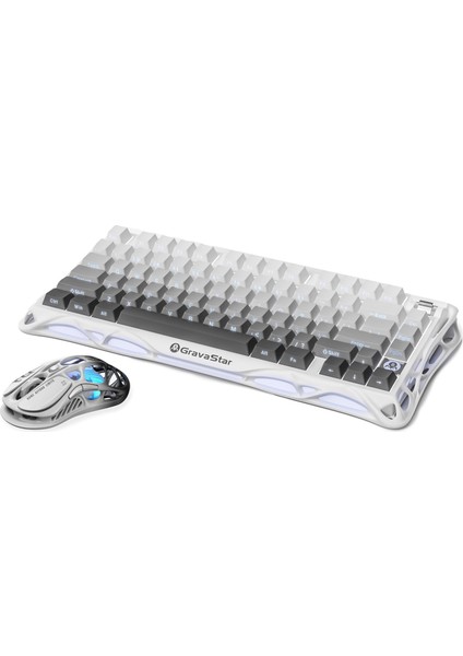 Mercury K1+M1 Pro Kablosuz Rgb Işıklı Mekanik Q Gaming Klavye ve Optik Mouse Seti, Beyaz