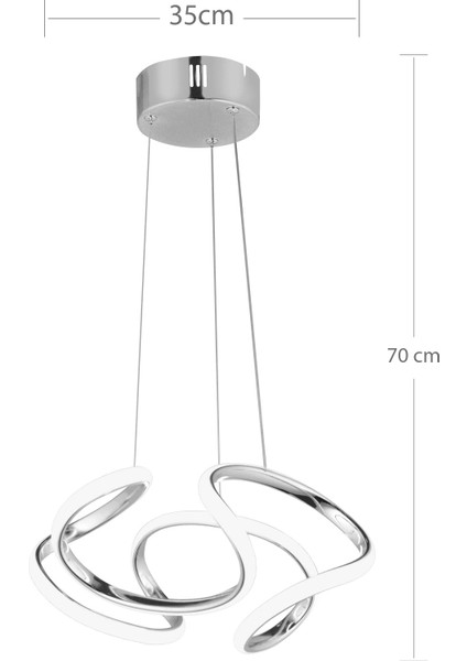 Krom Kasa Dron Modern Üç Renkli Salon Ledli Avize ve Oturma Odası Avize