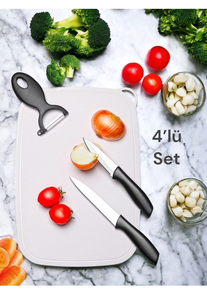 4'lü Set Soyacak Doğrama Seti ve Flexy Kesim Panosu- Kesim Matı 2 Adet Bıçak