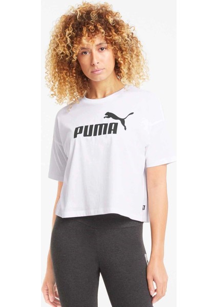 Kadın Cropped Logo Tee Beyaz Kısa Kol T-Shirt - 68497202