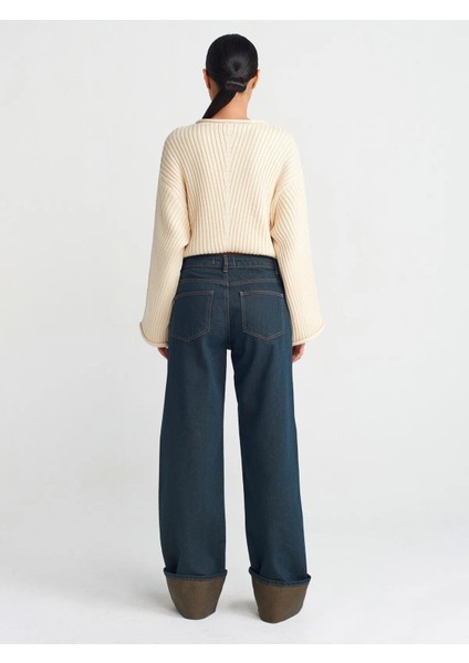 71763 Paçası Kıvrık Tintli Denim Pantolon fiyatları