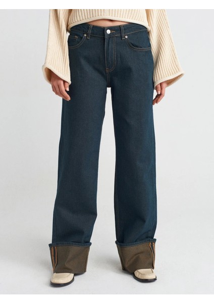 71763 Paçası Kıvrık Tintli Denim Pantolon modelleri