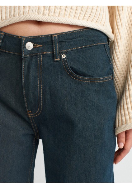 71763 Paçası Kıvrık Tintli Denim Pantolon fırsatları