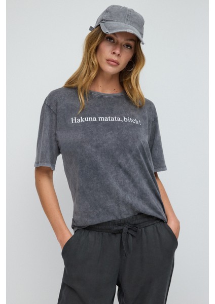 Slogan Baskılı Basic T-Shirt