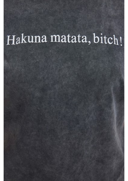 Slogan Baskılı Basic T-Shirt