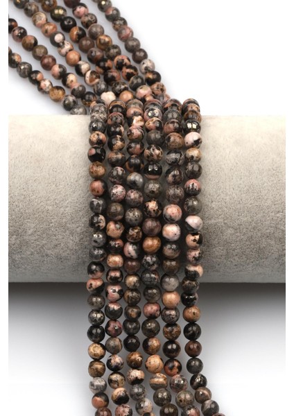 Rodokrozit-Pirit Doğal Taş Dizi 6 mm Küre Kesim