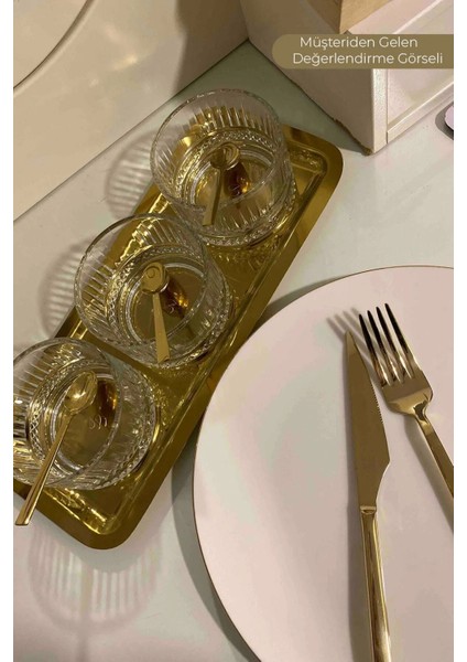 2'li Gold Dikdörtgen Servis Sunum Tepsisi No:1