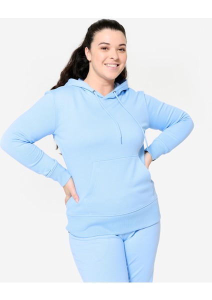 Domyos Pamuklu Kapüşonlu Sweatshirt - Açık Mavi