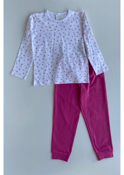 Çiçek Desen Kız Çocuk Pijama Takımı