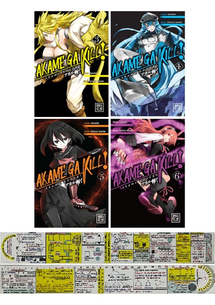Akame Ga Kill 3-4-5-6. Ciltler Manga Seti / Matematik Öğreten Cetvel - Takahiro Imaizumi