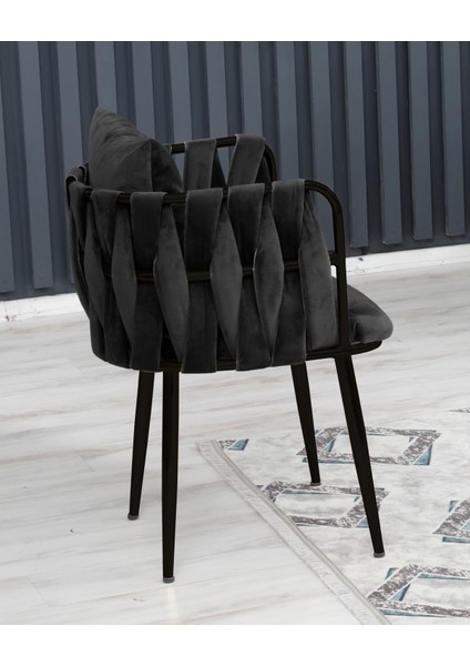 Sarmaşık Çay Seti Takımı Koltuk Takımı Oturma Odası Kafe Antre Hol Ofis 2+1+1 Siyah Metal