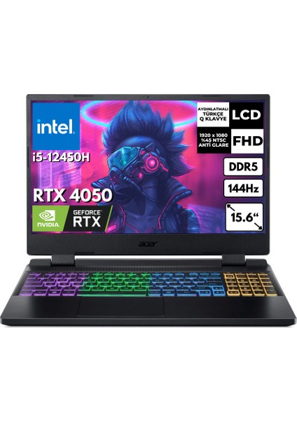 Nitro 5 AN515-58-524A I5-12450H 32 GB 4 Tbssd 6gb Rtx 4050 15.6" Fhd Freedos Gaming Laptop NH.QLZEY.009 BT16