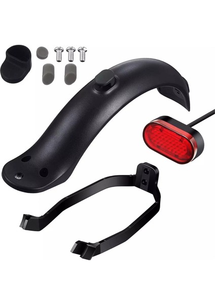 Xiaomi M365 Uyumlu Arka Çamurluk Stop Lambalı Set + Çamurluk Sabitleyicili Braket + Vida ve Kapakları