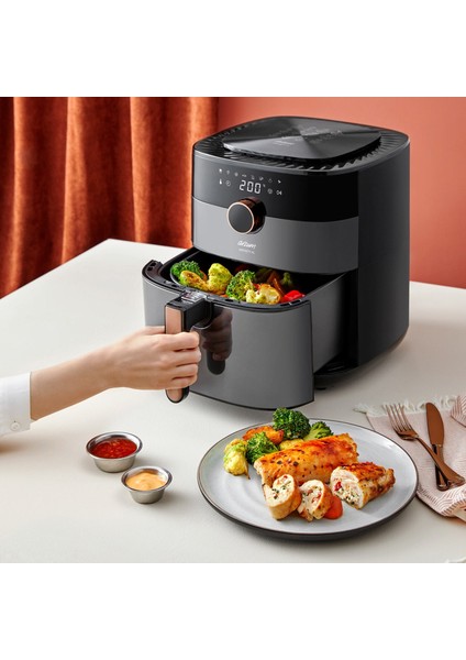 Xl Air Fryer - 6l Kapasiteli, 1750W Güçlü, 8 Otomatik Pişirme Programlı Yağsız Fritöz + Onerous Mutfak Tartısı
