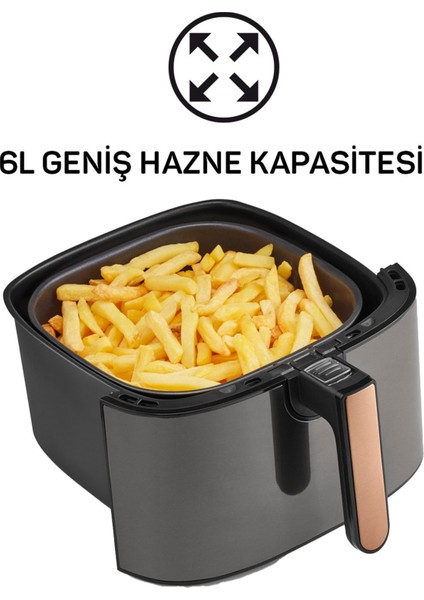 Xl Air Fryer - 6l Kapasiteli, 1750W Güçlü, 8 Otomatik Pişirme Programlı Yağsız Fritöz + Onerous Mutfak Tartısı