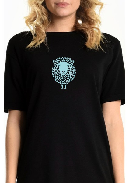 Benekli Kuzu Siyah Kısa Kollu Penye T-Shirt Elbise fiyatları