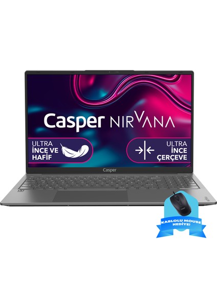 Nirvana X600.1270-DF00R-G-F-KM35S Intel Core I7-12700H 32GB Ram 1tb Nvme SSD Windows 11 Pro + Kablolu Mouse Hediye