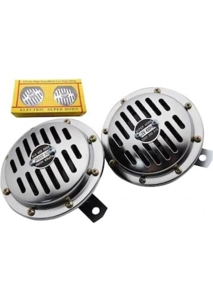 Hella Tip Büyük Kafa Super Ton Nikelajlı Krom Korna Y:400 Hz D:335hz 12V