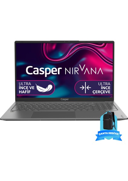 Nirvana X600.1270-DF00A-G-F-M102 Intel Core I7-12700H 32GB Ram 1tb Nvme SSD Windows 11 Home + Nirvana 15.6" Sırt Çantası Gri Hediye