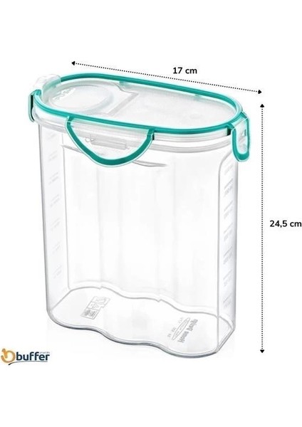 Kilitli Kapaklı Contalı Hava,su Sıvı Geçirmez 2,4 Litre Erzak Saklama KABI-SA590