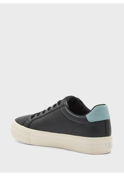 Kadın Yüksek Rahat Taban Deri Siyah Sneaker YW0YW01669-0GX