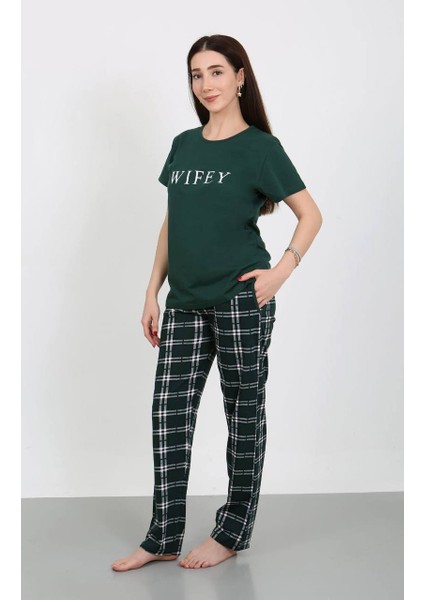 Kısa Kollu Pamuk KADIN Pijama Takımı- Sevgili Pijaması- TEK ADET