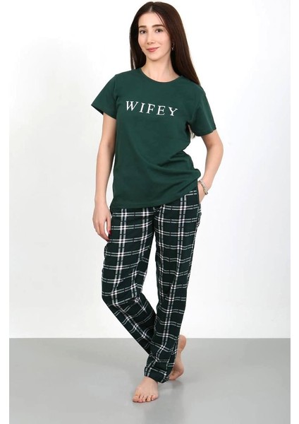 Kısa Kollu Pamuk KADIN Pijama Takımı- Sevgili Pijaması- TEK ADET