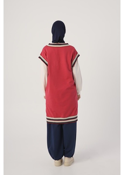 Gül-Triko Bantlı V Yaka Uzun Süveter fırsatları