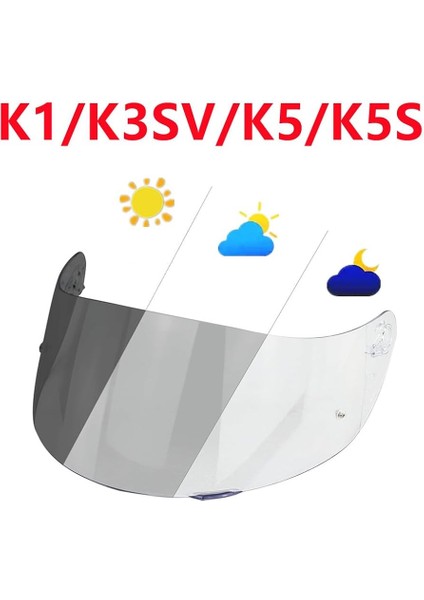 Agv K5 K3 Sv K1 Photochromic Işık Miktarına Göre Renk Değiştiren Vizör (Şeffaf - Siyah)