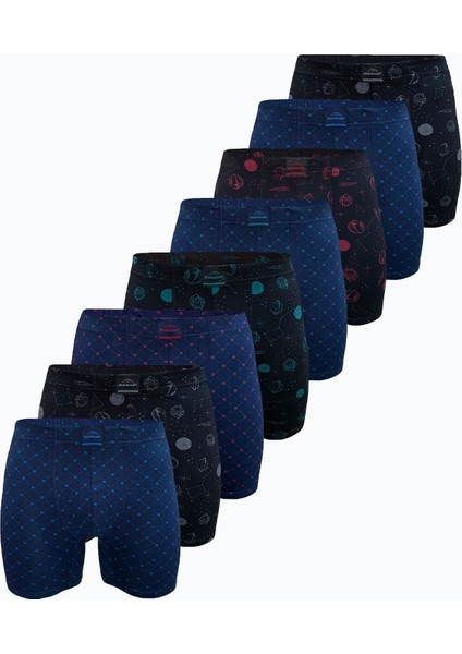 Erkek Desenli 8 Li Premium Collection Modal Uzun Boxer 8M250