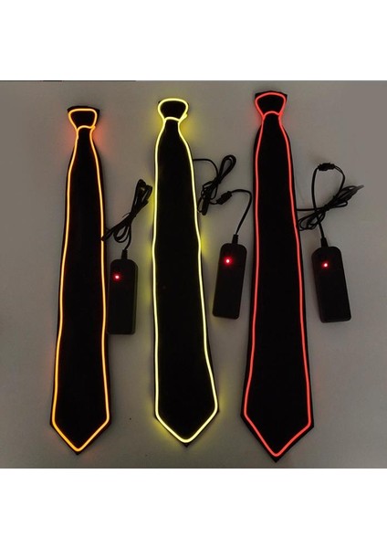 Turuncu LED Işıklı Kravat Siyah Parti Kravatı Floresan Işık Glow Yılbaşı Düğün Eğlence HJ-ENT01