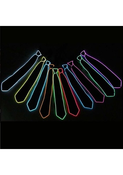 Turuncu LED Işıklı Kravat Siyah Parti Kravatı Floresan Işık Glow Yılbaşı Düğün Eğlence HJ-ENT01
