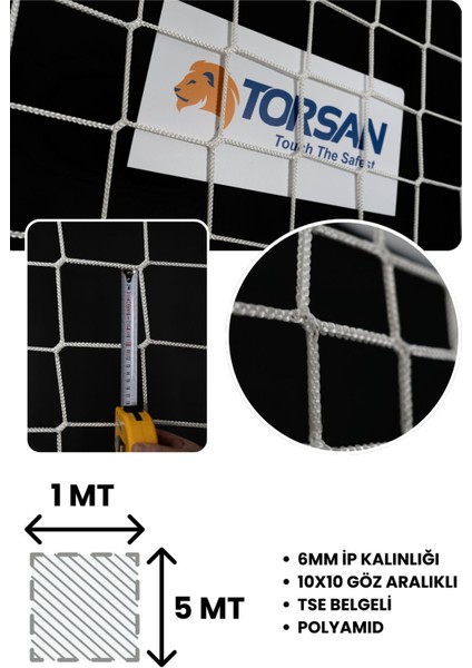 Inşaat Güvenlik Filesi – 10 cm Göz – 6 mm Ip – Balkon Filesi – Inşaat Filesi - 5 Metre x 1 Metre