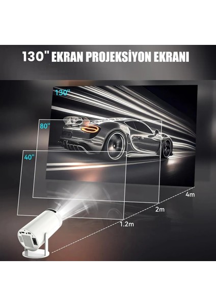Almi-Tech MX100 Taşınabilir Mini Film Projektörü Android 9 150 Ansı Wifi Telefon Bağlantısı