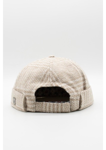 Unisex Bej Desenli Yünlü Docker Şapka modelleri